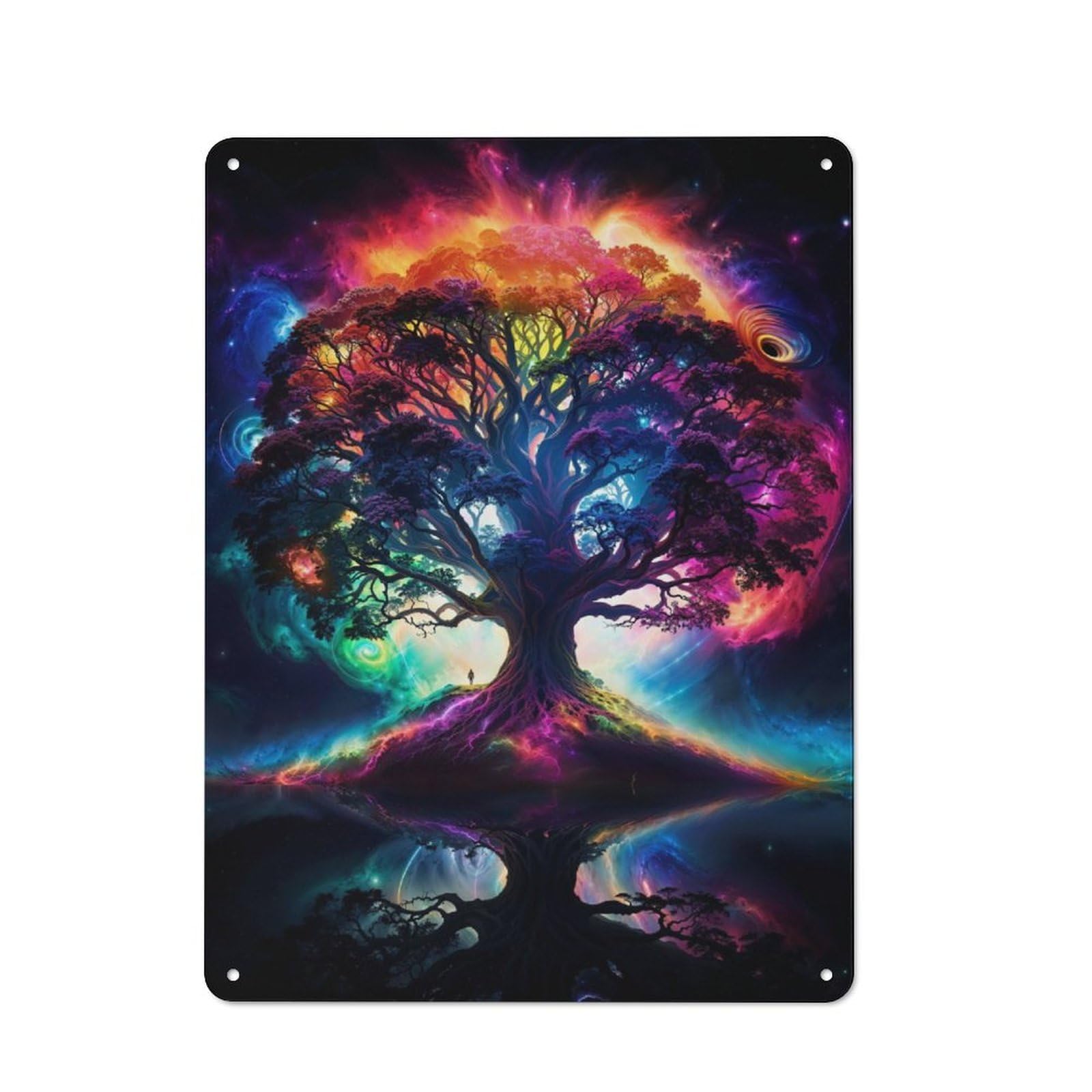 Junmoney Cosmic Tree Of Life Unity Retro Metal Plaque 40X30cm For Bar Or Restaurant, Suited To Restaurant Interior Fans