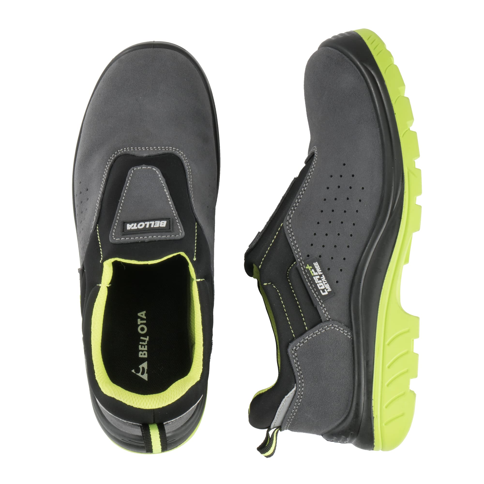 Bellota Zapato de Seguridad Comp+ Easy S1P / 7231242S1P, Incendios Hombre, Gris,Verde,Negro, 42 EU Ancho