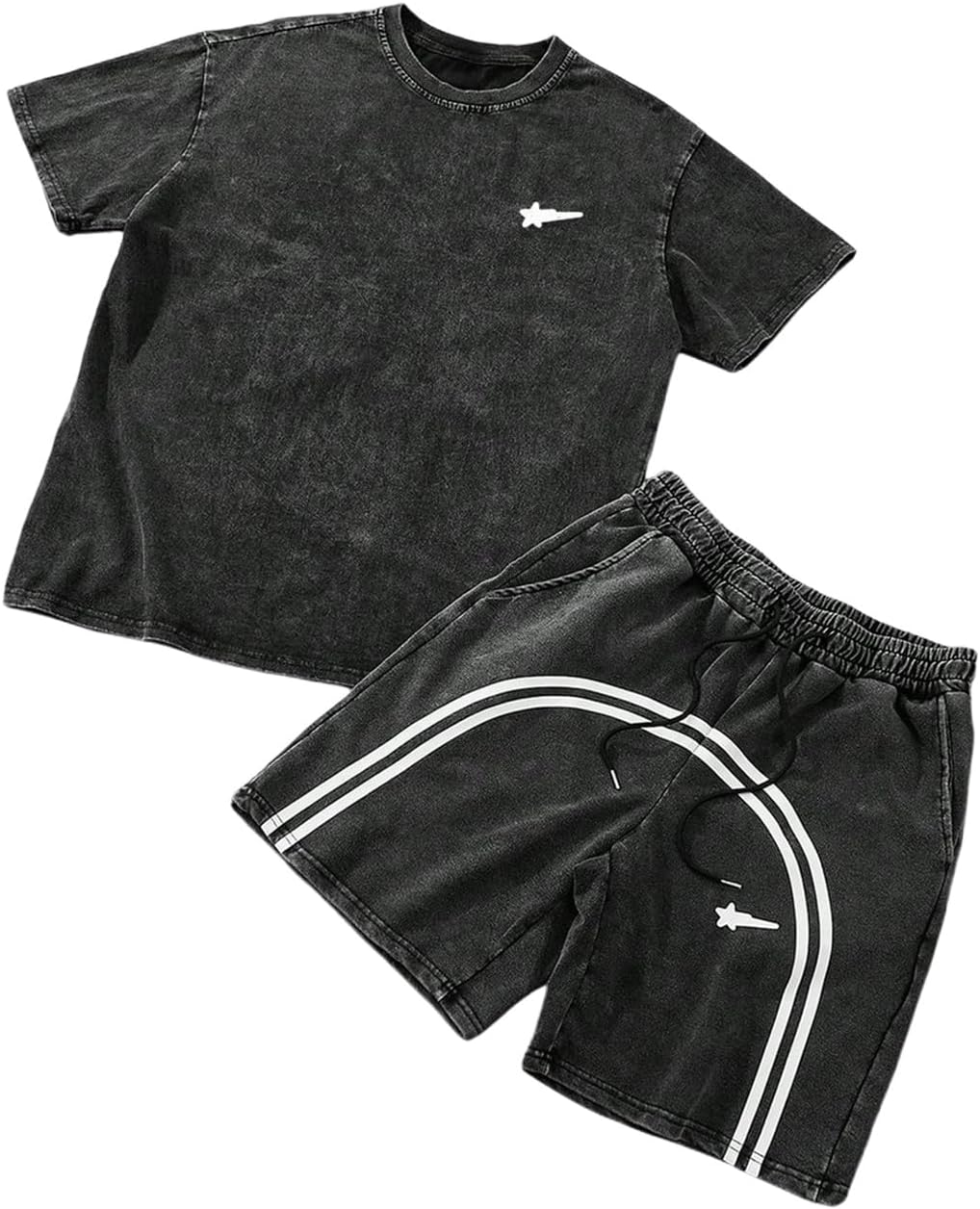 SOLY HUX Men's Tracksuits 2 Piece Short Set Streetwear Short Sleeve Top Shorts Summer Clothes