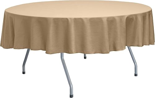 Ultimate Textile Majestic - Mantel redondo reversible Shantung Satin de 84 pulgadas, color marrón claro
