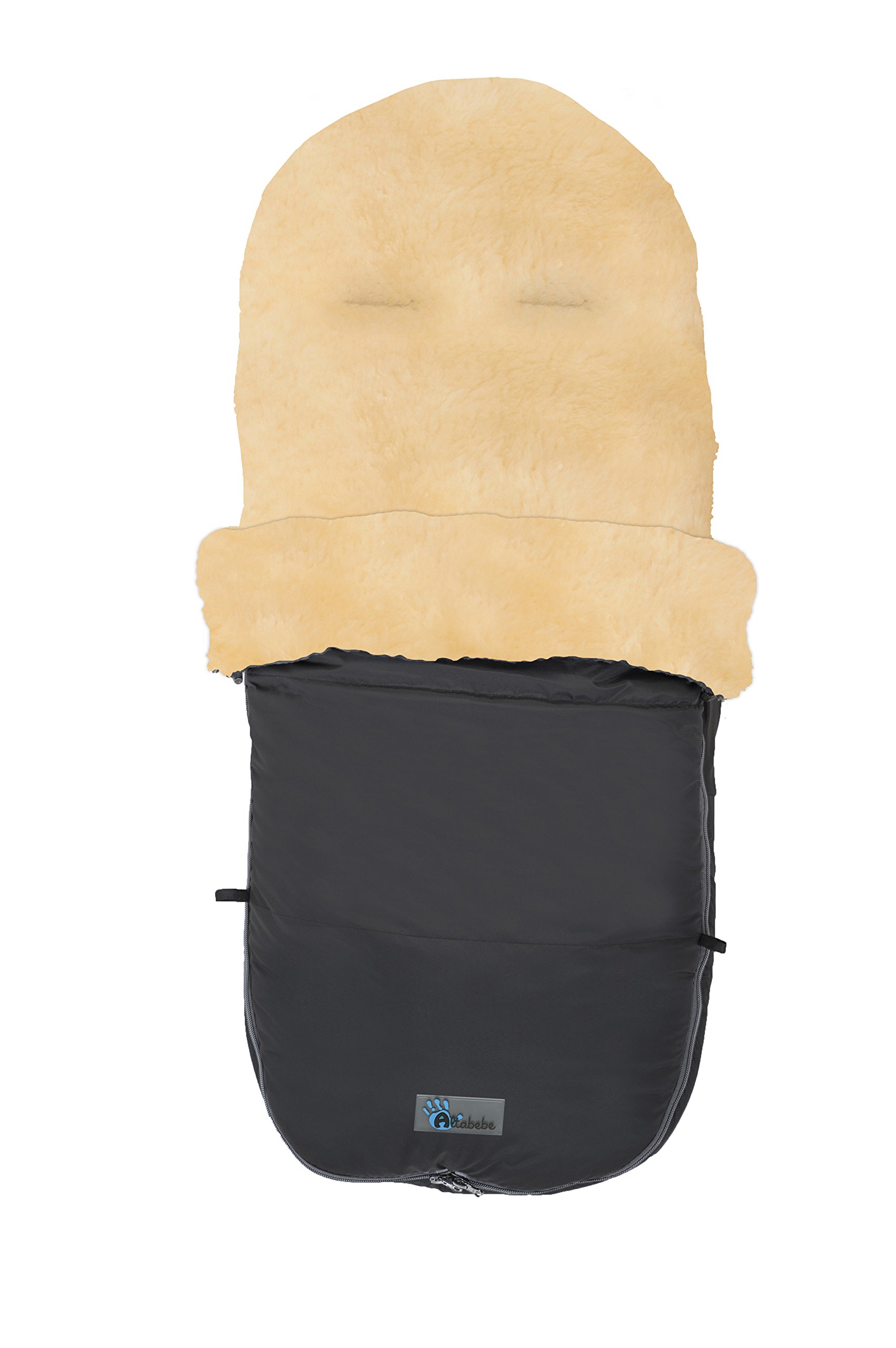 AltaBeBe Bugaboo & Joolz Chancelière d'Hiver avec Fourrure de Mouton pour Poussette 12-36 Mois Noir