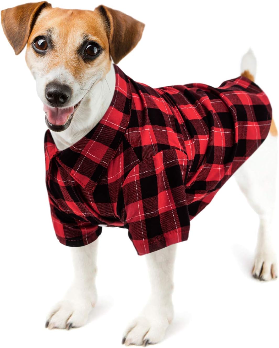 Hozz Classic Plaid Premium Cotton Dog T-Shirt Breathable and Comfortable Puppy Warm Cloth Gift Red&Black Plaid M : Pet Supplies