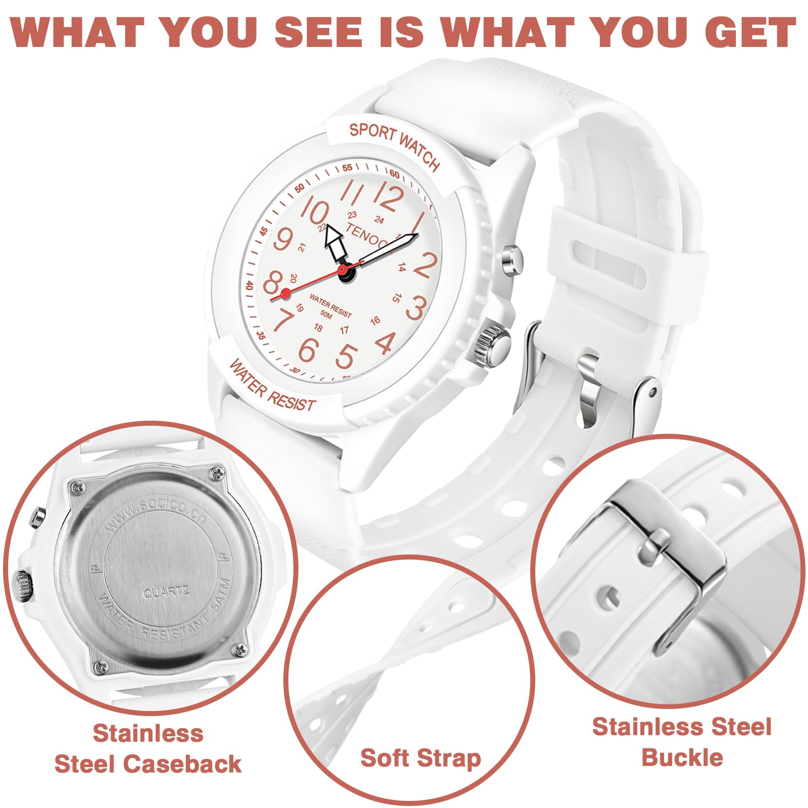 Waterproof Nurse Watch for Medical Professionals Students Women Men, Night Light, 12/24 Hour Military Time Easy to Read Dial, Second Hand Watch for Nursing Day Gifts