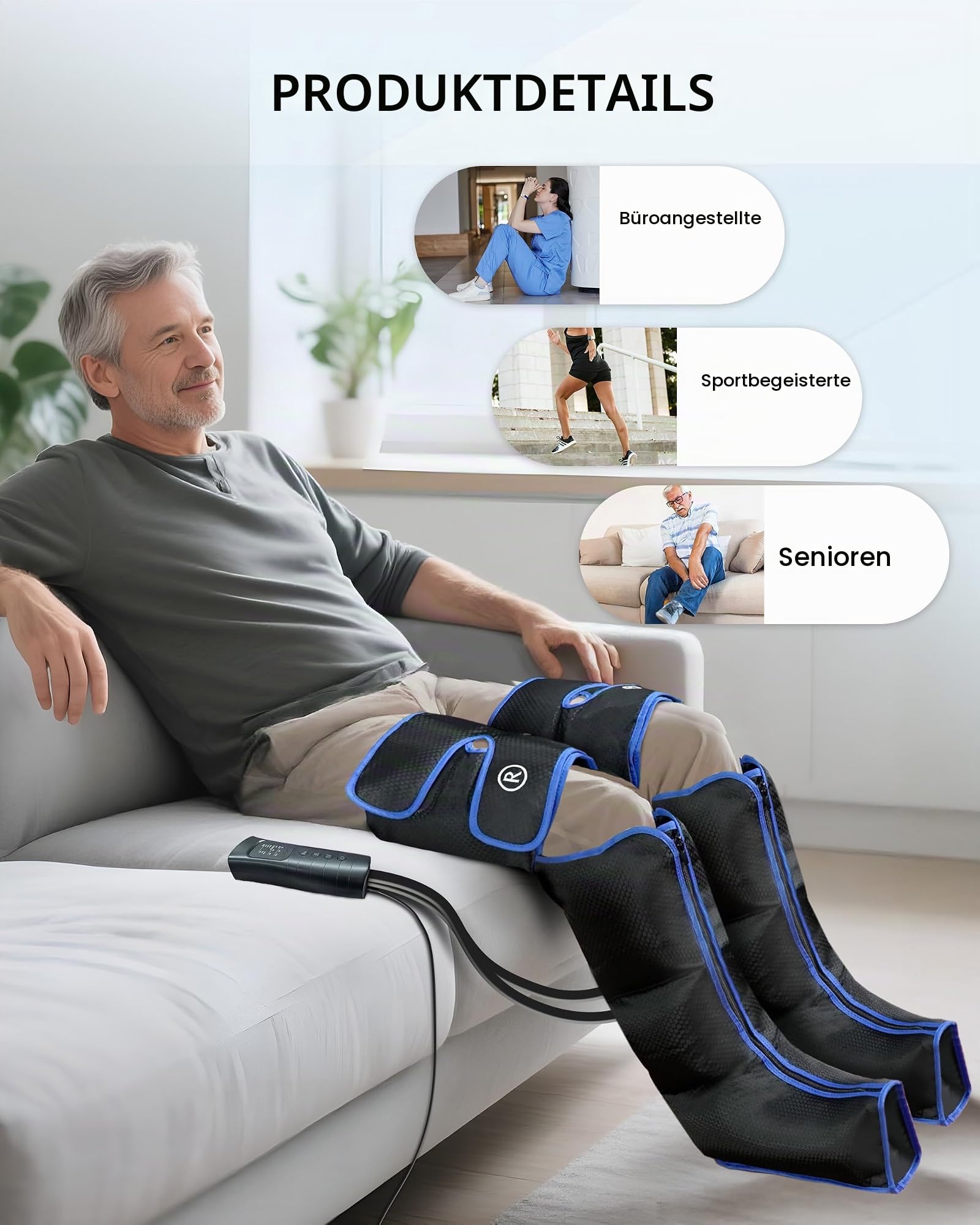 COMFIER Beinmassagegerät mit Wärme und Kompression, 3-in-1 Fuß- und Beinmassagegerät, 6 Modi, 3 Intensitätsstufen und Wärmetherapie, Geschenke für Mama und Papa