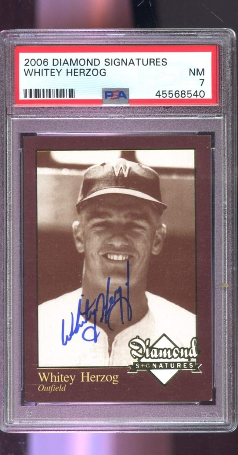 2006 Diamond Signatures Whitey Herzog AUTO Signed Autograph Autographed NM PSA 7 Graded Baseball Card MLB