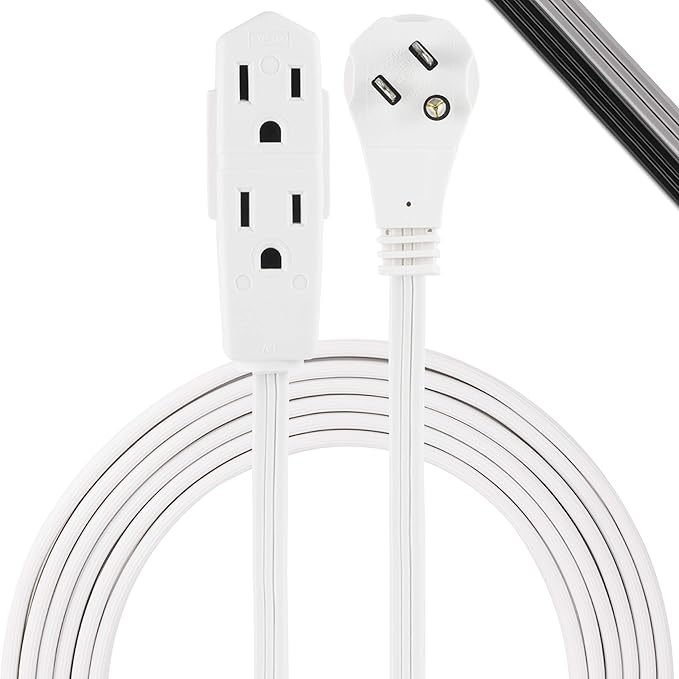 GE Indoor Extension Cord, 8 Ft Power Cable, 3 Grounded