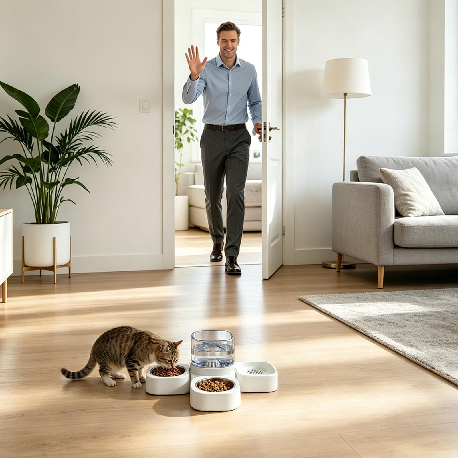 Distributore di Cibo e Acqua per Gatti Base Antiscivolo Con Rimovibile | Set di Ciotole Cibo e Acqua per Cani Per Gatti, , Cuccioli, Altri Animali, , Negozio di Animali, Esterno