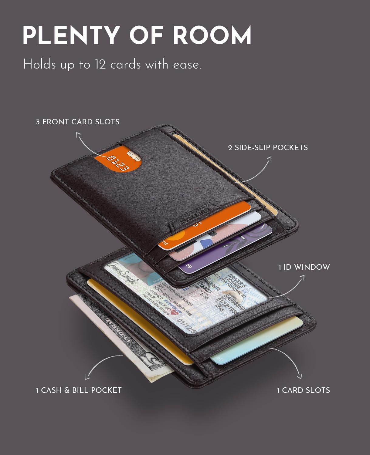 Buffway Slim Wallet for Men Women Minimalist Small Leather Front Pocket Wallets with RFID Blocking and Gifts Box - Bassa Chocolate - Image 4