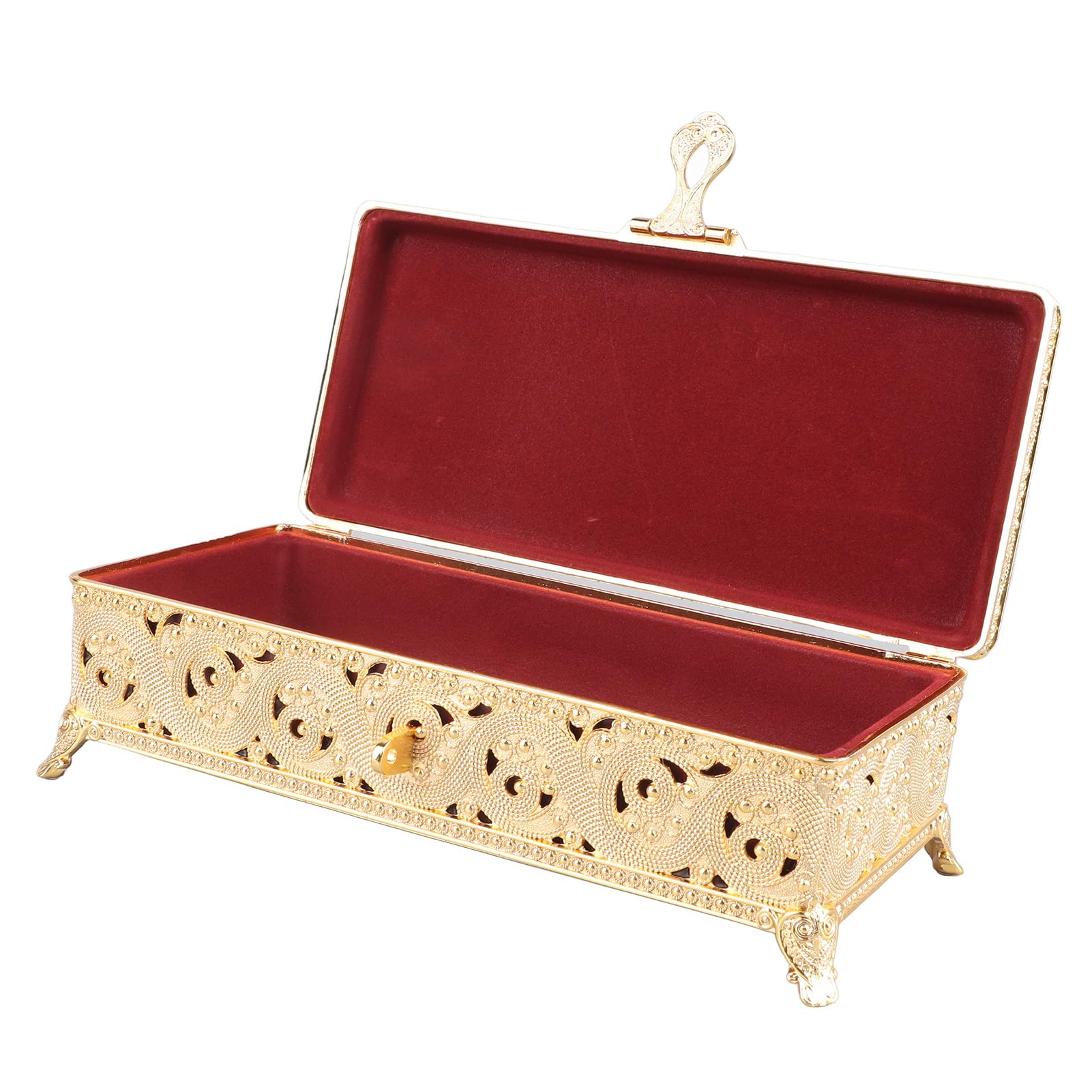 Dilwe Vintage Metal Jewelry Box, Rectangular Rust Protection (GOLD)