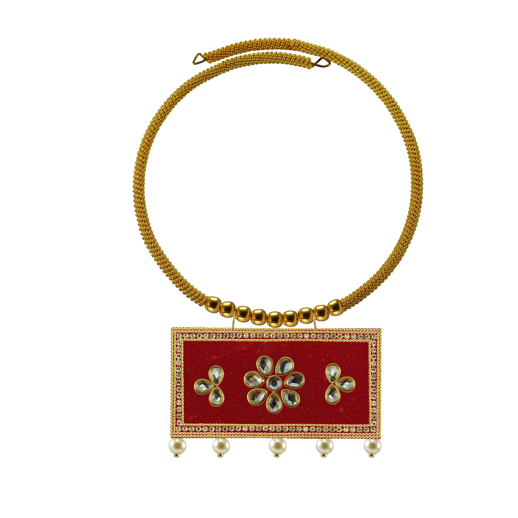vidhya kangan Women's Regular Fit Solid Multi Stone Stud- Platted Brass Hasli (Necklace) (Multicolor) (nec3207)-picture-0