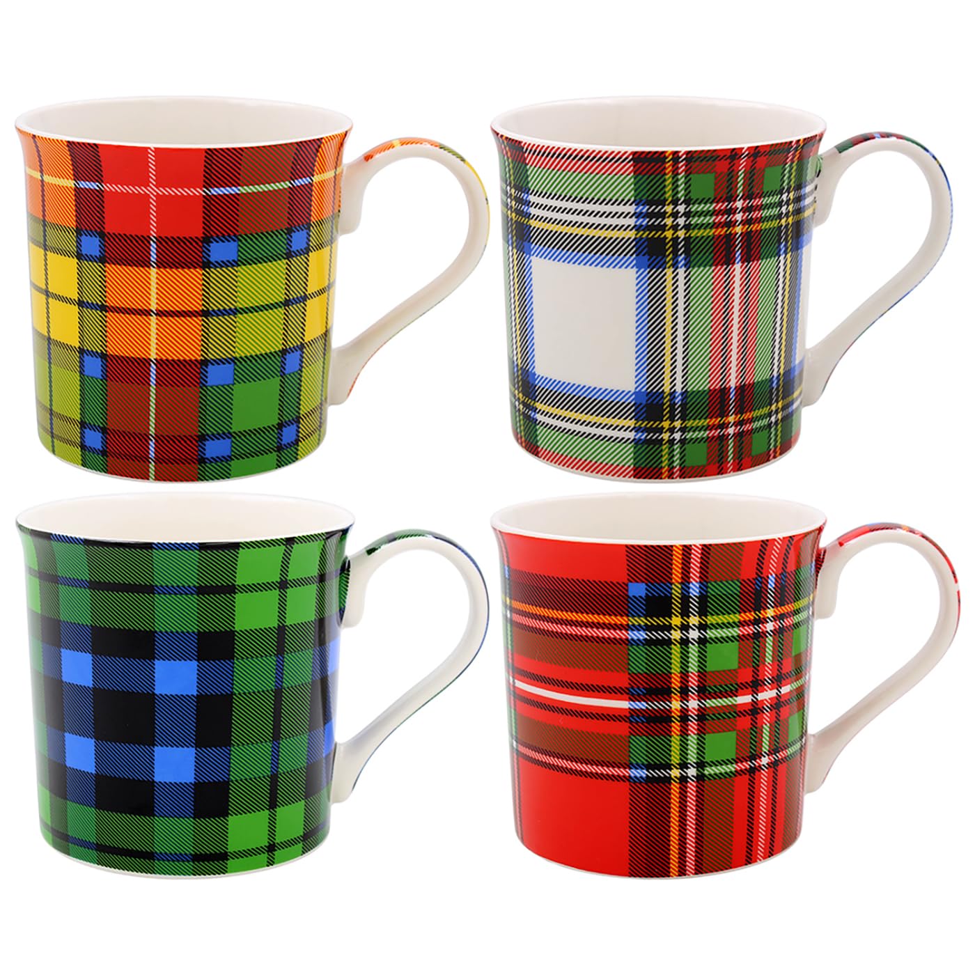 Lesser & Pavey Tartan Mugs Set of 4 | Ceramic Coffee Mugs Set for Home or Work | Premium Design Mugs Set for All Occasions | Lovely Mugs for Tea, Coffee & Hot Drinks — image 1