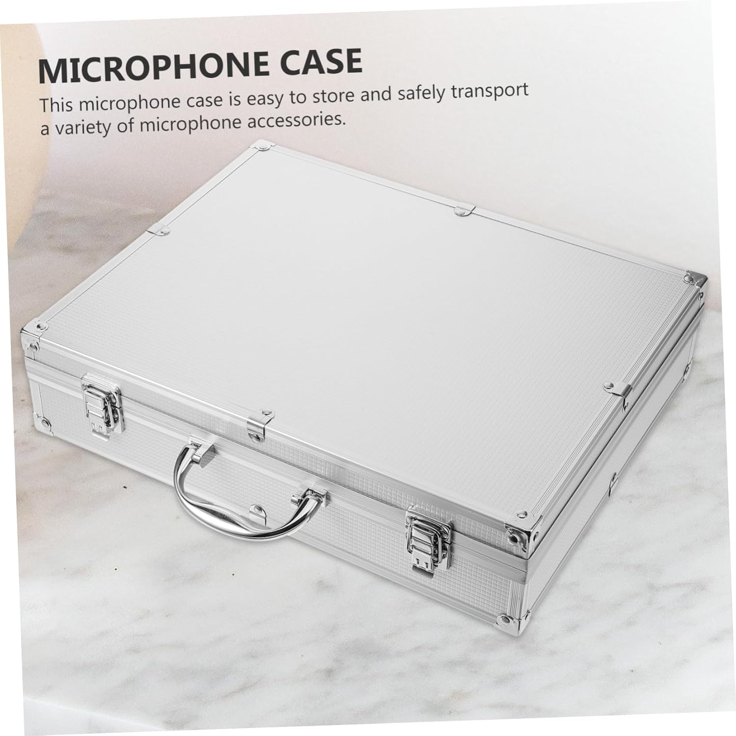 Kisangel Wireless Microphone Case Hard Box Handle for Portable Mic Storage Organizer Accessories Compartment