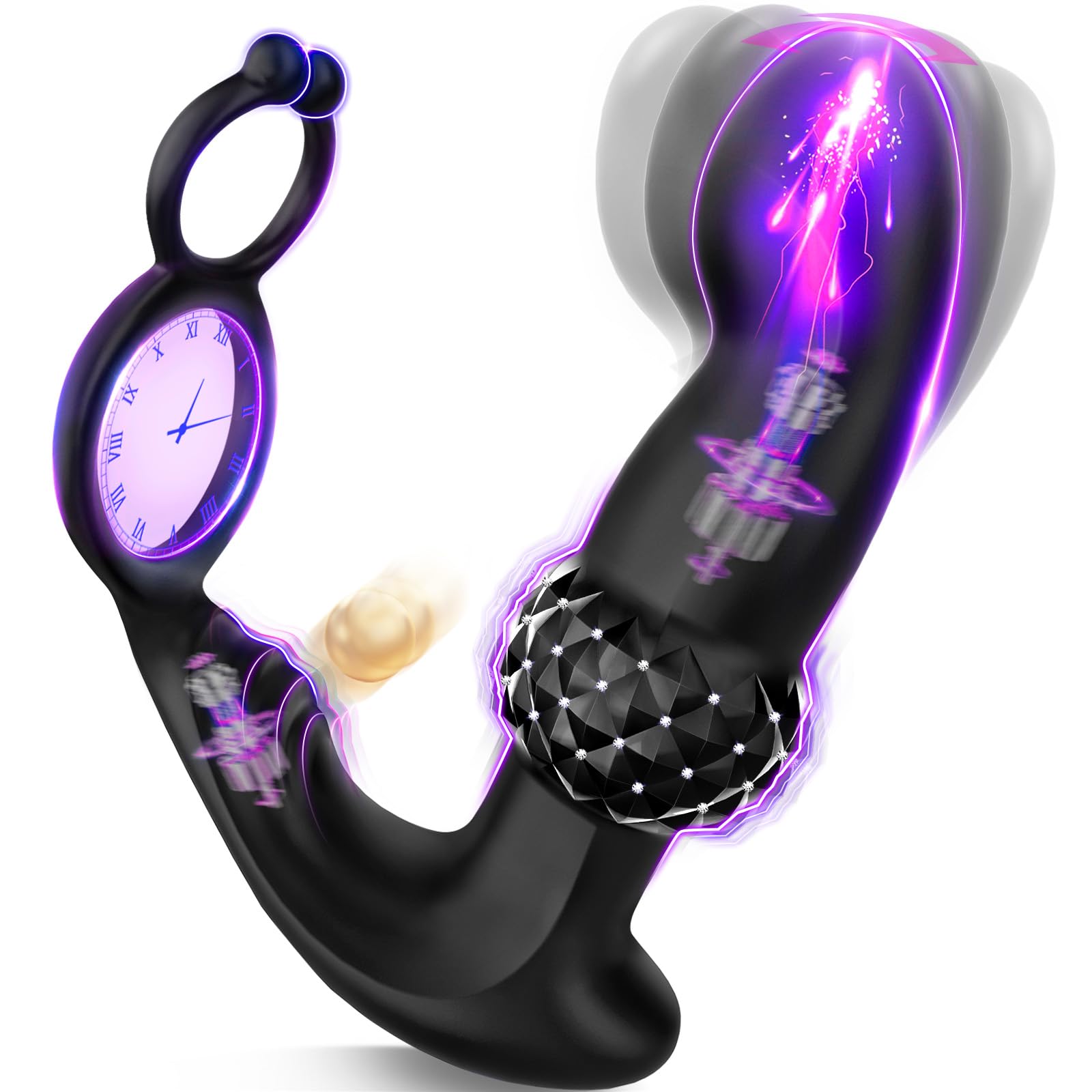 Prostate Massager AI Sync Male Sex Toys, Expanding Anal Plug Beads & 60° Finger-Thrust Motion, Vibrating Butt Plug with 7 Tapping & Vibrating Modes Anal Toys, Cock Ring Adult Sex Toy for Women Couples