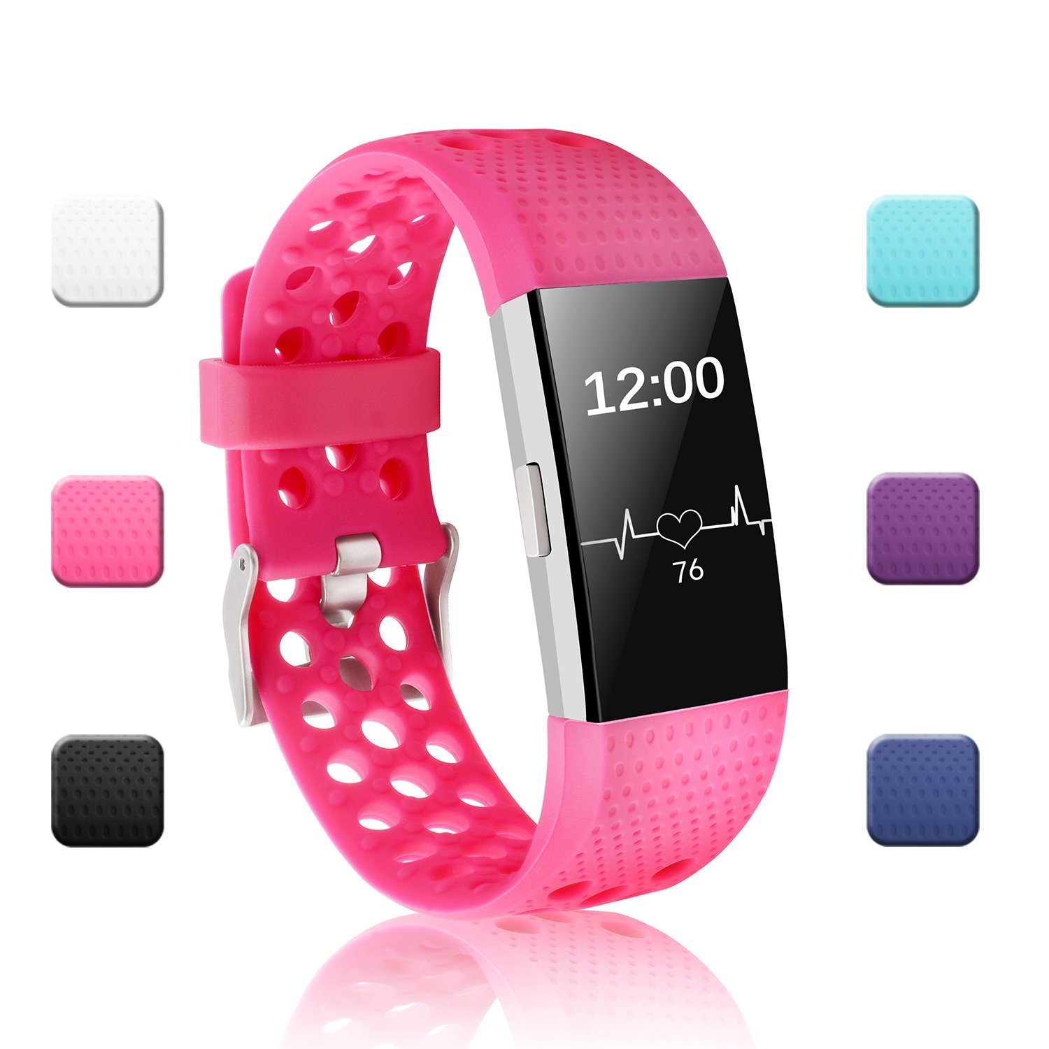 Replacement Bands Compatible for Fitbit Charge 2, Adjustable Breathable Wristbands with Air Holes Straps