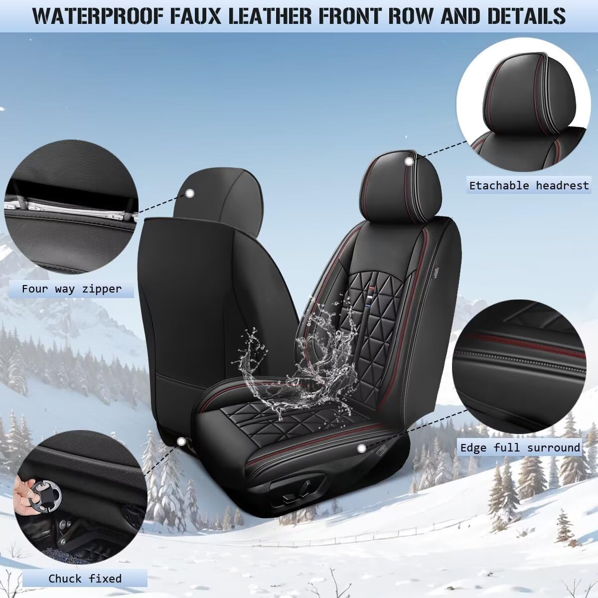 DISUTOGO Front Seat Covers for Mazda CX-5 2013-2023 2024 2025 2026: Car Seat Covers Leather Waterproof Automotive Seat Covers Car Seat Cushion (Black,Only Front 2 Seats)