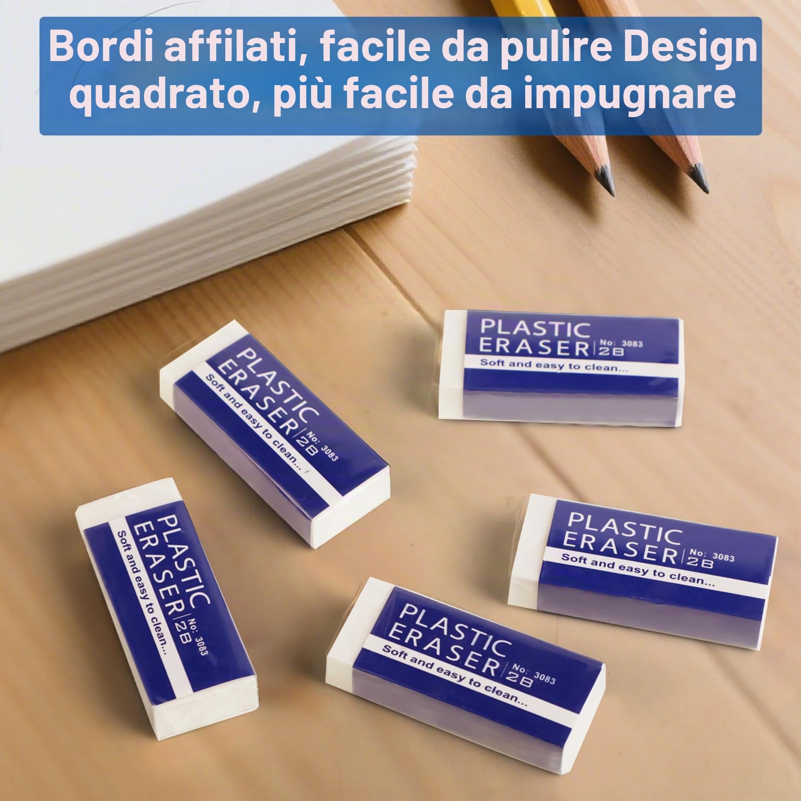 Gomma da Cancellare Classica 2B 6x2x1 cm Plastica Bianco