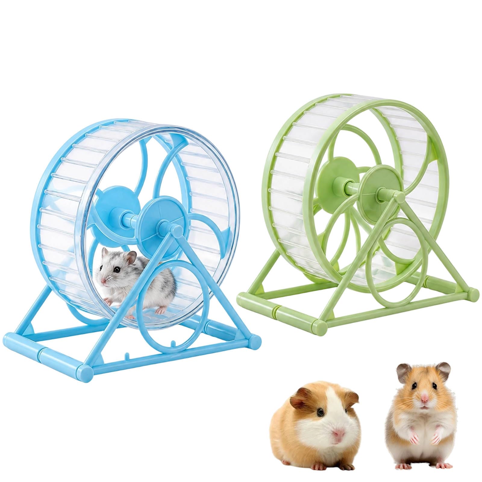 2 Pcs Hamster Wheel 5.5cm/2.17in Wide, Hamster Wheel Dwarf, Dwarf Hamster Wheel, Silent Spinner Running Wheelsfor Syrian Hamsters Gerbils Mice And Other Small Pets (Blue+Green)
