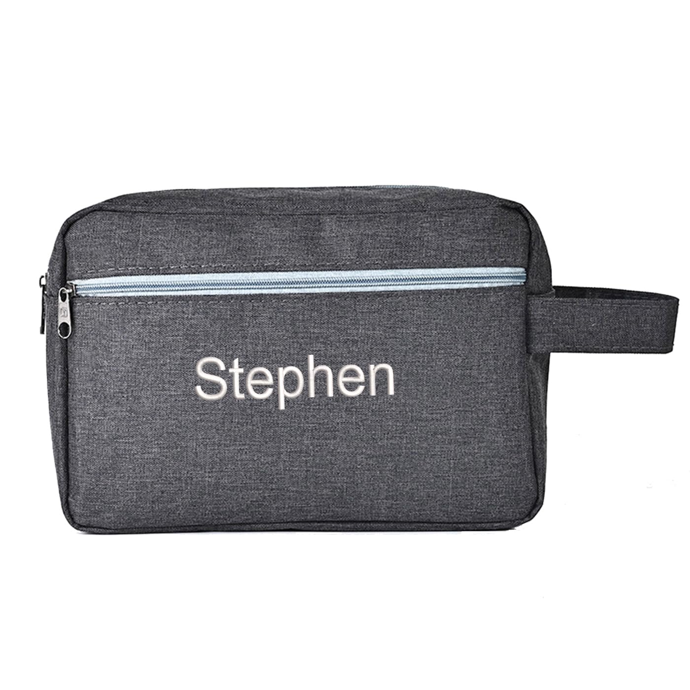 Custom Embroidered Minimalist Toiletry Bag for Men & Women - Lightweight Cationic Fabric Travel Organizer, Shaving Bag,Perfect for Groomsmen Gifts & Personalized Use (1, Dark Gray)