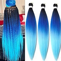 Vista 28 de Cabello trenzado preestirado de 30 pulgadas, 8 paquetes de extensiones de cabello profesional sintético trenzado de ganchillo suave textura Yaki