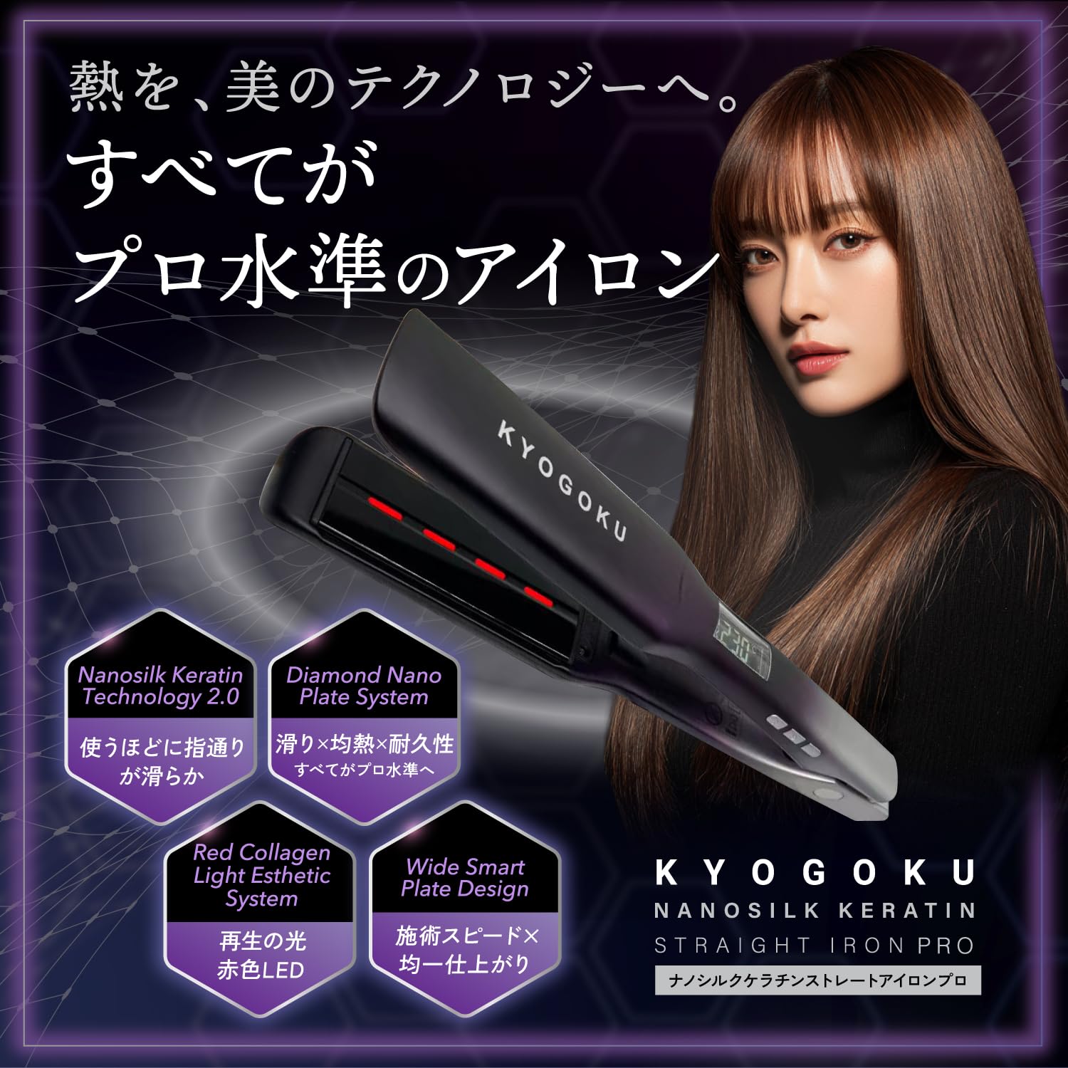 Amazon | KYOGOKU ナノシルク ケラチン ストレートアイロン 美容室専売