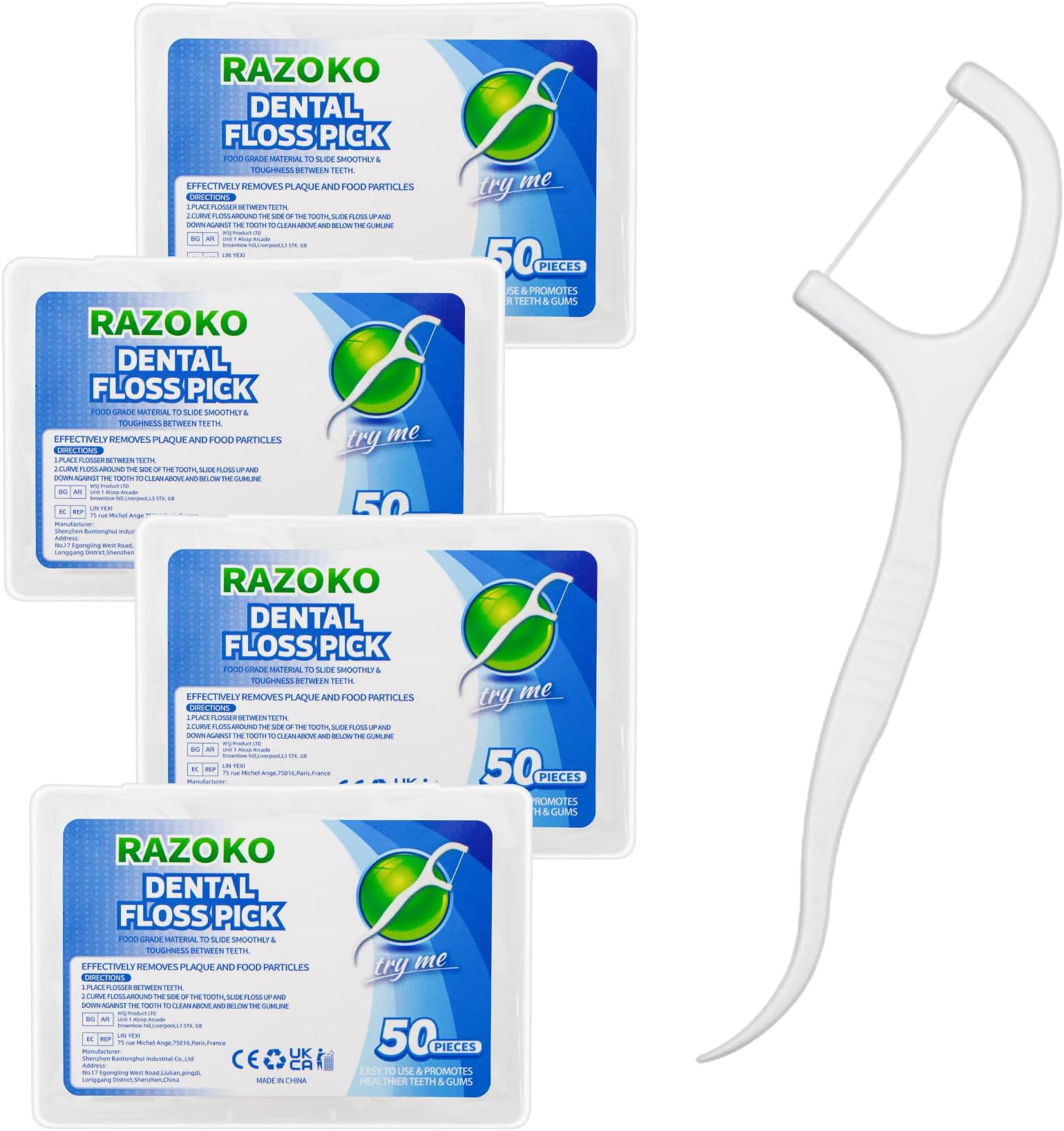 – RAZOKO Dental Floss Picks, High-Pull Toothpicks Sticks Clean/Heathy Dentalpicks with Travel Case Perfect for Family,Hotel,Travel (200 Pcs)