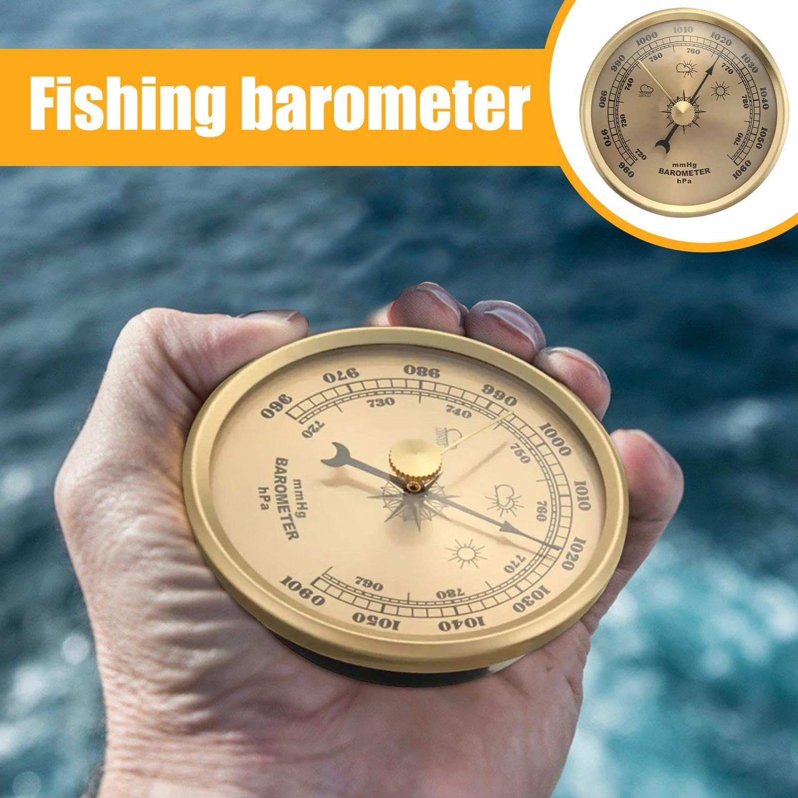 Genérico Barómetro Meteorológico - Indicador de Presión Atmosférica | Instrumento Meteorológico para Pesca Surf Camping Senderismo Navegación Lago,Hombres Mujeres Pescadores