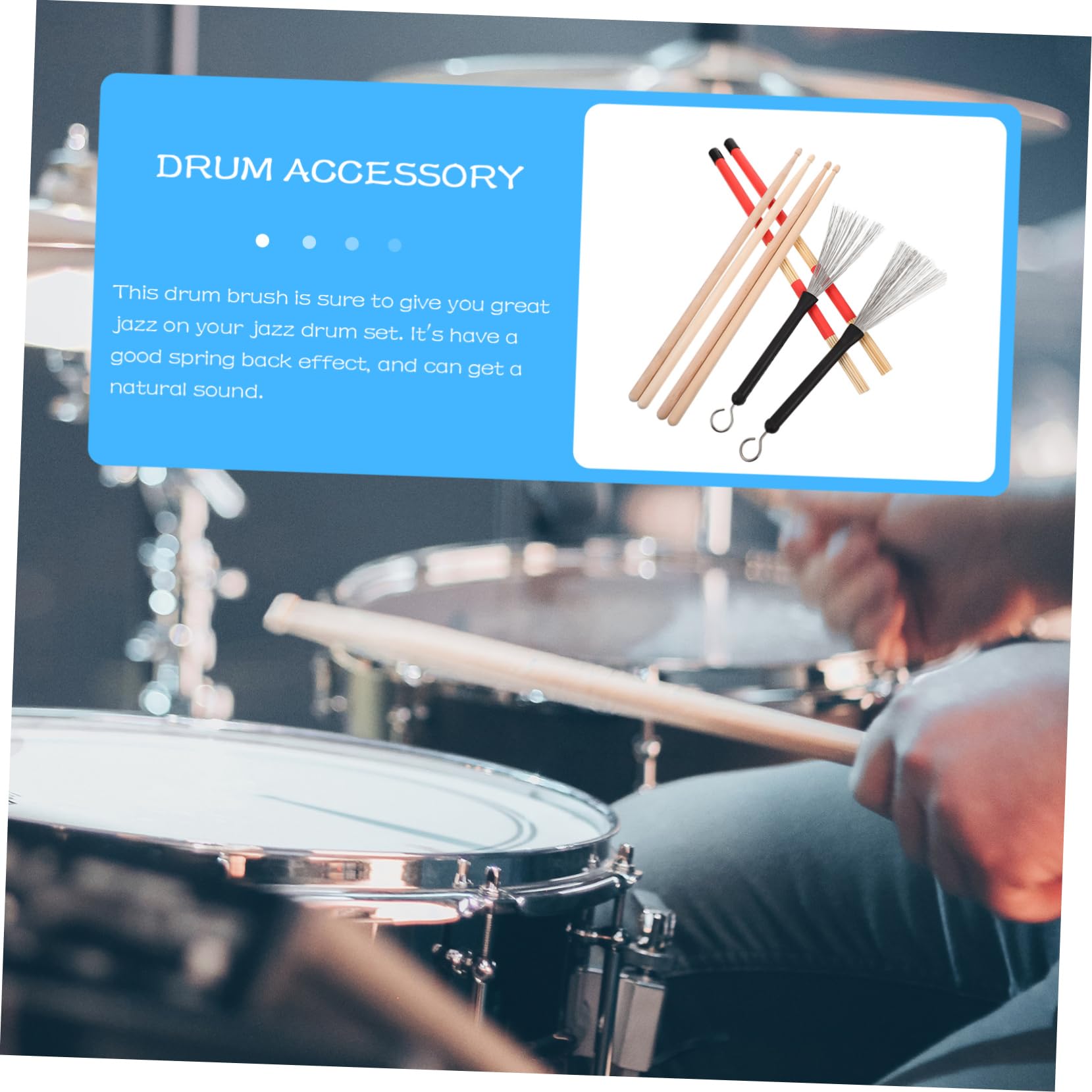 Abaodam Drum Brush Stick Set 5a Brush for Percussion Red Drum Accessory Kit for Boys and Girls Adults
