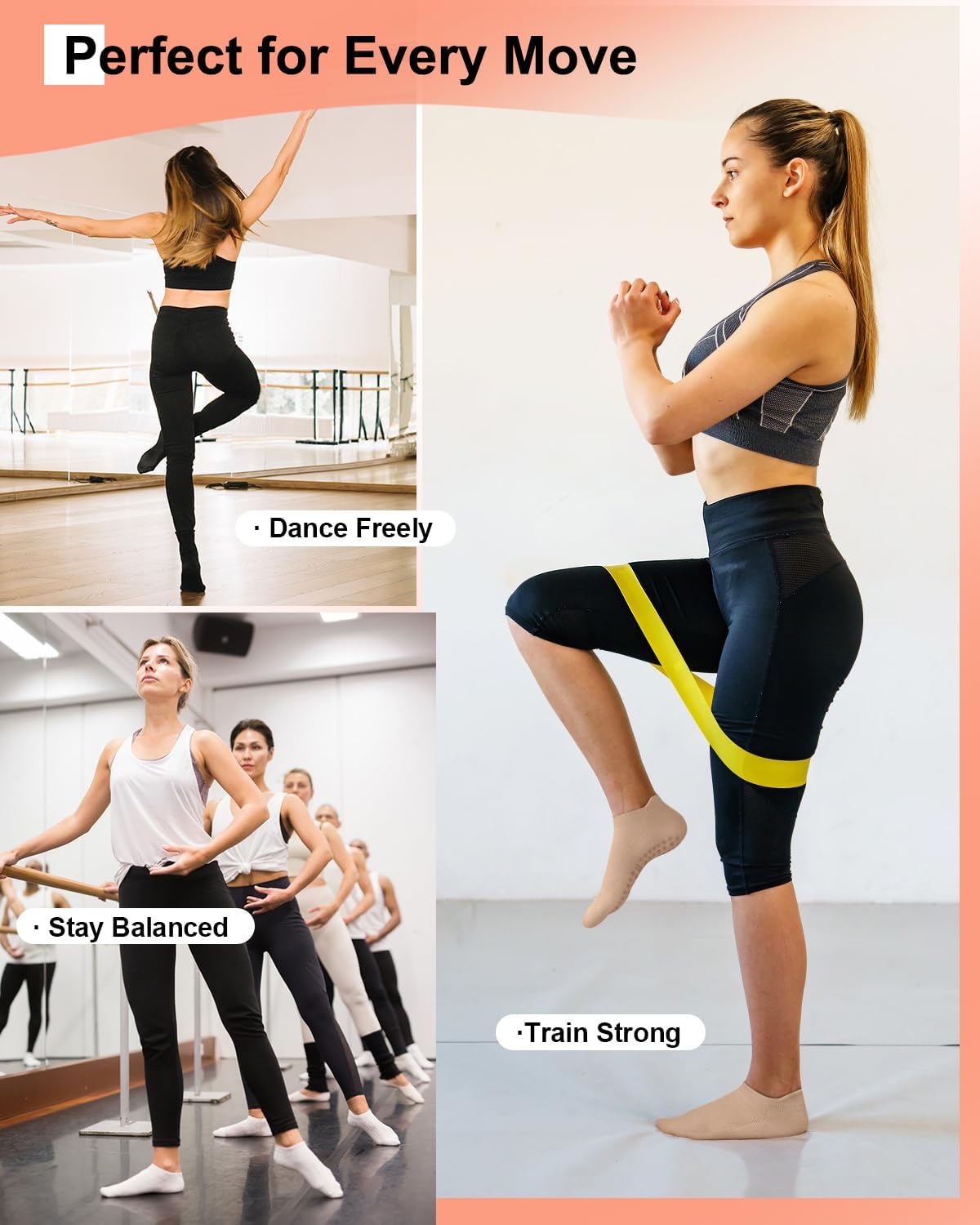 3/6 Pairs Grip Pilates Socks for Women, Non-slip Yoga Athletic Socks for Barre Ballet Barefoot Workout Hospital - Image 4