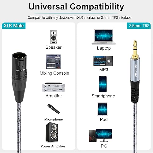 Miniatura 8 de Cable adaptador de audio XLR hembra a conector estéreo macho de 0138in 3 pines XLR hembra a cable adaptador de conector TRS de 18 pulgada 1 pie