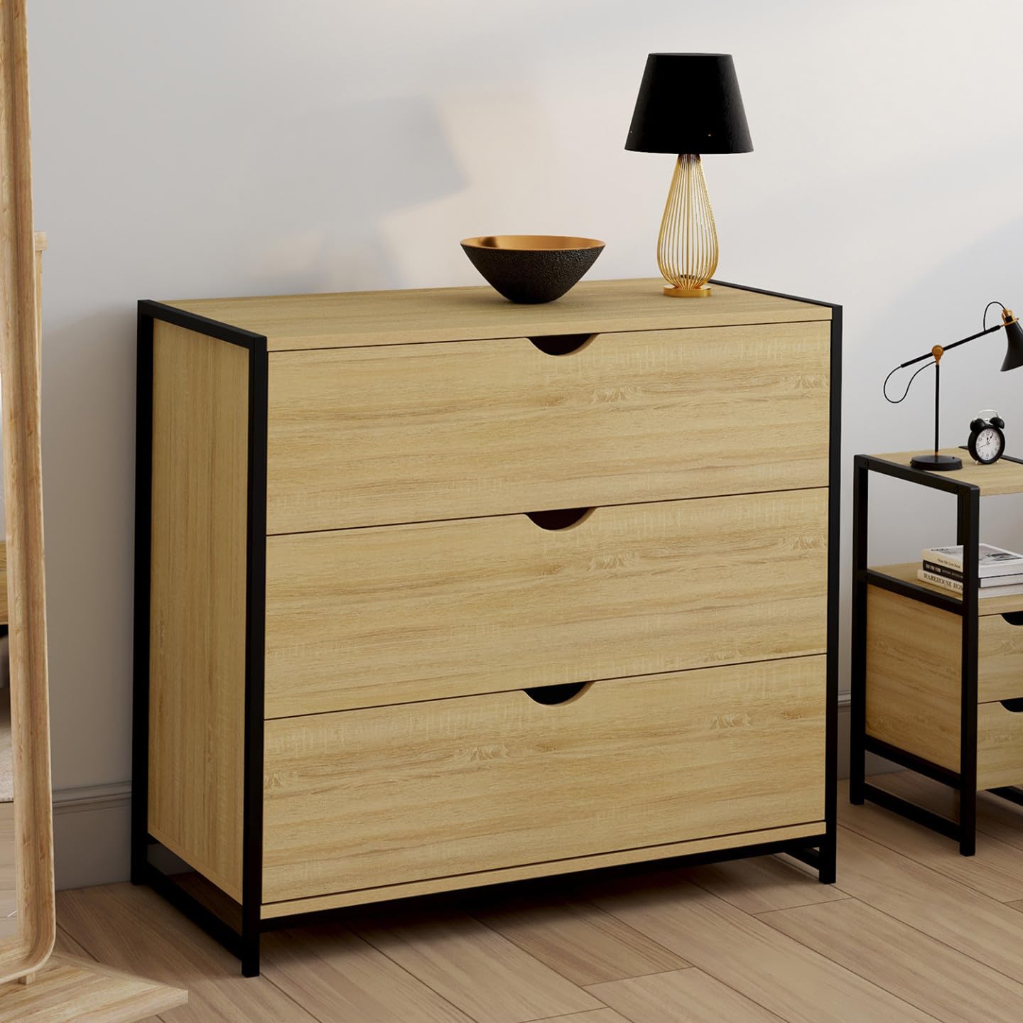 IDMarket - Commode 3 tiroirs Detroit 80 cm Design Industriel