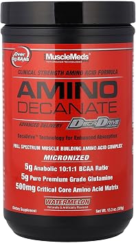 MuscleMeds - Amino Decanate, Full Spectrum Muscle Building Amino Acid Complex Watermelon, 13.3 oz