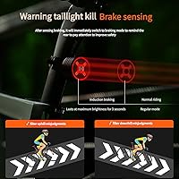 Vista 7 de Luz trasera inteligente para bicicletas, linterna de advertencia LED, luz trasera de freno para ciclismo, detección de bicicletas, bicicleta trasera