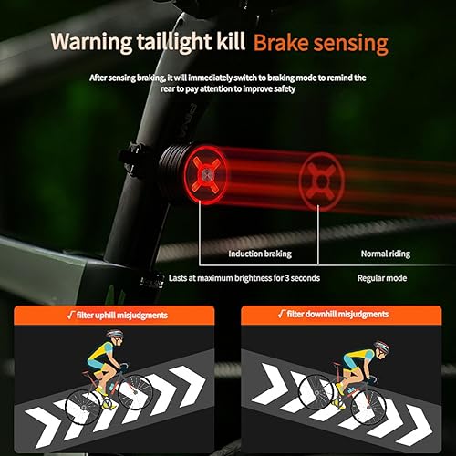 Miniatura 7 de Intelligent Bikes Tail Light Led Warning Flashlight Cycling Brake Taillight Sensing Bicycles Rear Enduring Brake Sensing Bike Rear for Road Cycling