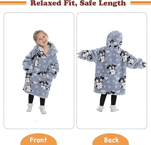 Miniatura 10 de Century Star Manta con capucha para niños pequeños, sudadera de gran tamaño, linda manta de forro polar Sherpa para niñas y niños