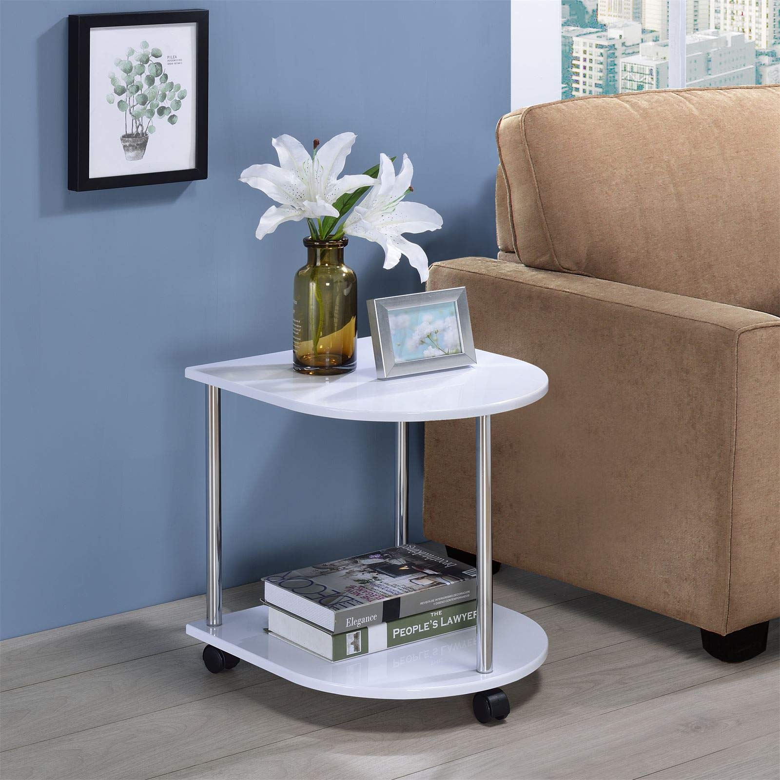IDIMEX Sellette guéridon Table d'appoint sur roulettes Felina laqué Blanc