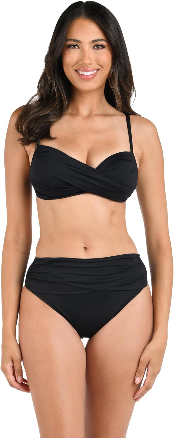 La Blanca Women's Island Goddess Over The Shoulder Wrap Bikini Swimsuit Top