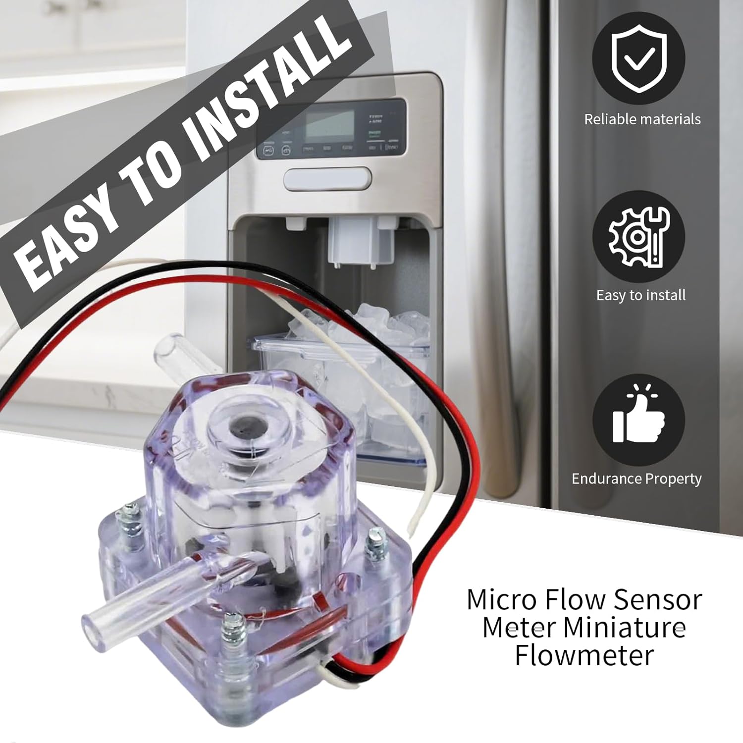 MDEOOSKY 0420A Micro Flow Sensor Meter Miniature Flowmeter, Replacement for Sears Kenmore Elite Refrigerator Fridge Ice Maker, Replaces 0420A