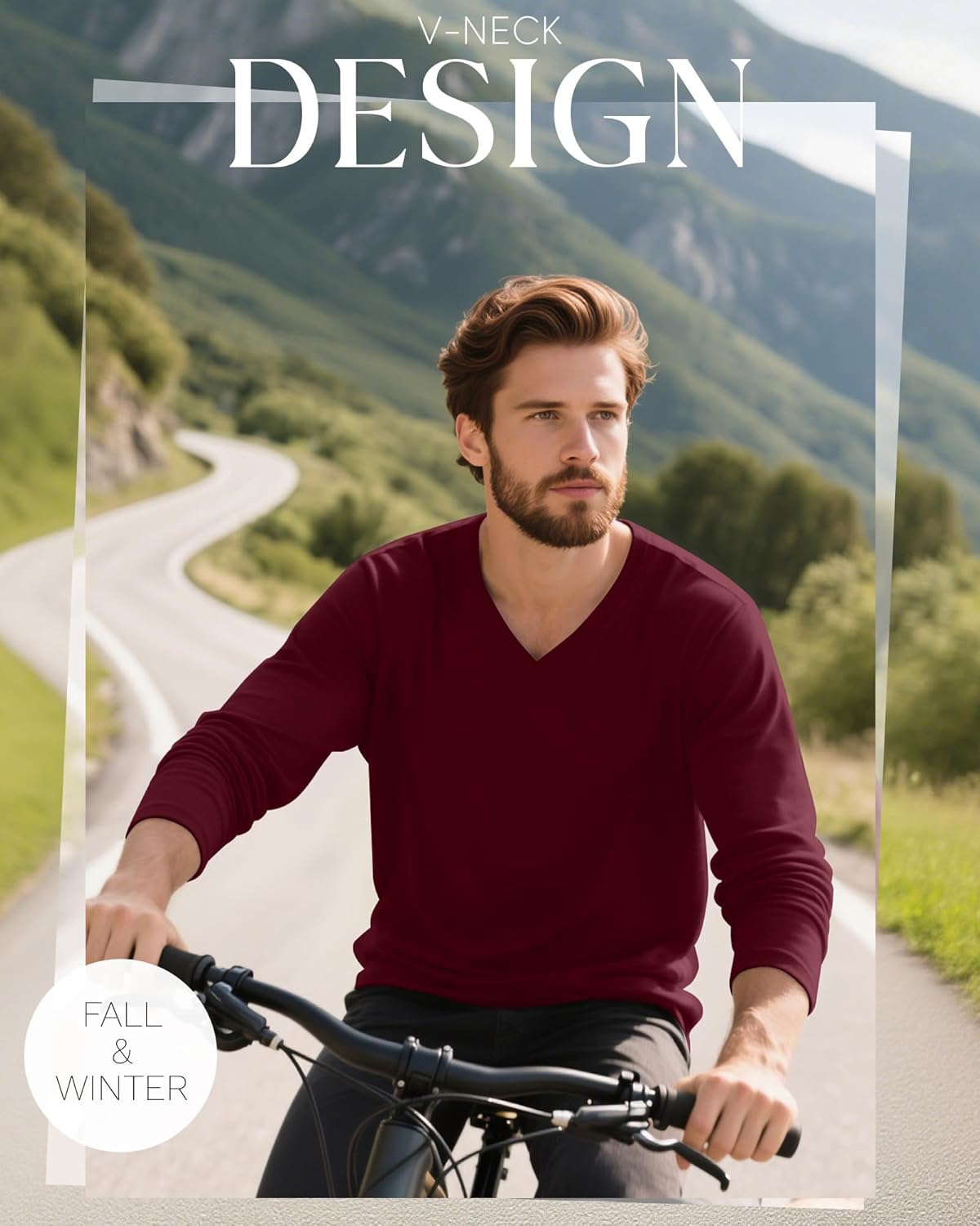 5 Pack Men's Big and Tall Shirts Cotton V Neck L-7xl Long Sleeve Loose Tops Winter Casual Basic Tee Multipack - Image 6