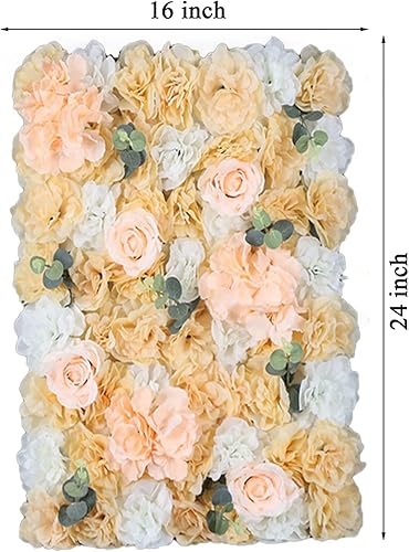 Miniatura 5 de BDBD Panel de pared de flores artificiales de 16 x 24 pulgadas, 2 paneles de pared de flores artificiales para decoración de pared de bricolaje,