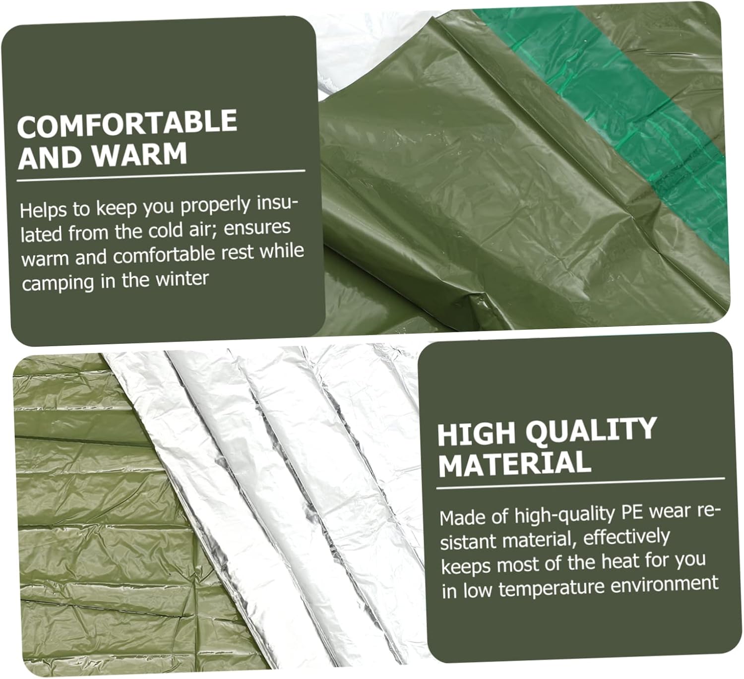 UPKOCH Emergency Survival with Thermal Blanket Outdoor Camping Tent Pe Wear Resistant Material for Hiking Trail Running Low Temperature Conditions