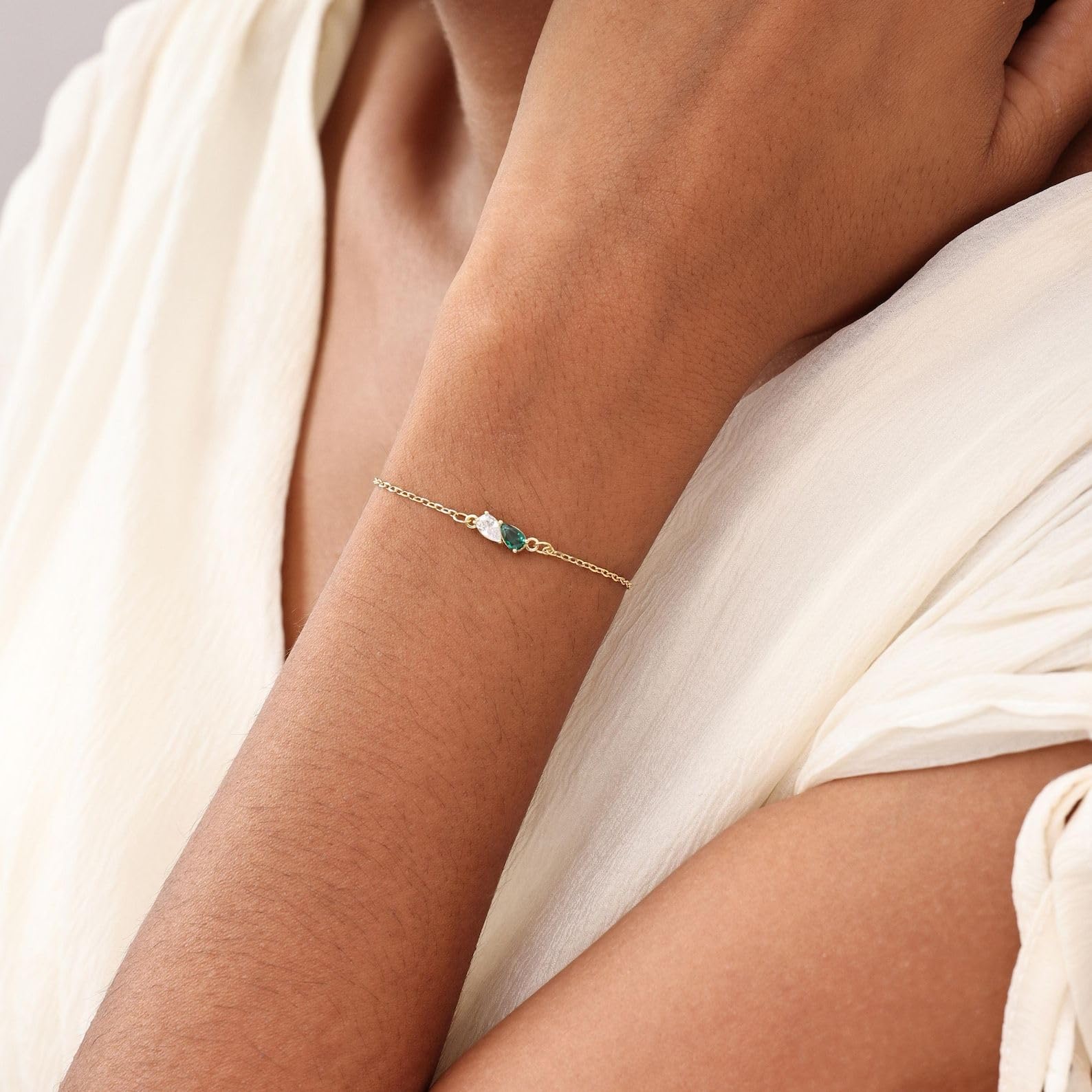 Pulsera de piedras preciosas personalizadas plata de ley 925 amistad almas hermanas Pulsera piedras preciosas personalizados Joyería artesanal Día de la Madre