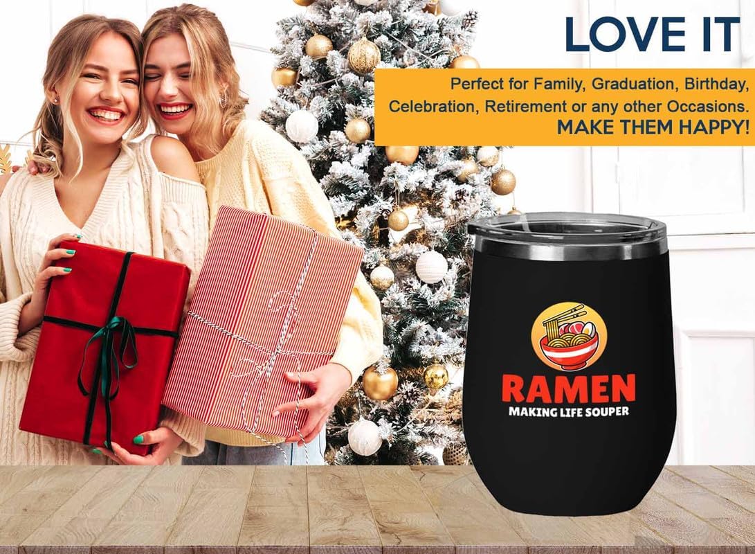 Ramen Lover Black Edition Wine Tumbler 12oz - Making Life Souper - Food Lovers chicken pumpkin vegan pantry spicy noodles