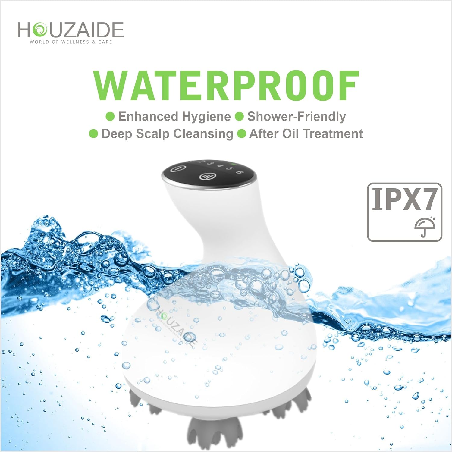 Houzaide Waterproof Electric Head Massage Vibration Machine, Face Brush Node Attachments- Recruitful Electric Handheld Portable Head Massage for Hair Growth and Face Cleaning- HA102 (Ha104) Houzaide Waterproof Electric Head Massage Vibration Machine, Face Brush Node Attachments- Recruitful Electric Handheld Portable Head Massage for Hair Growth and Face Cleaning- HA102 (Ha104)