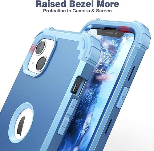 Miniatura 4 de IDweel Funda para iPhone 15 con protector de pantalla de vidrio templado, 3 en 1, a prueba de golpes, delgada, híbrida, resistente, cubierta de