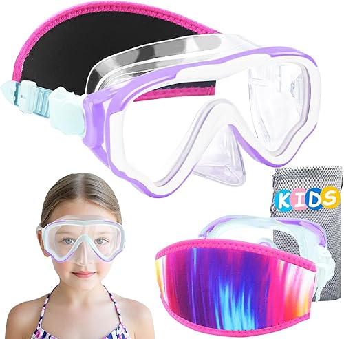 Miniatura 14 de Vvinca Gafas de buceo para niños, máscara de buceo, gafas de natación con cubierta de nariz y correas para niños y jóvenes de 6 a 14 años