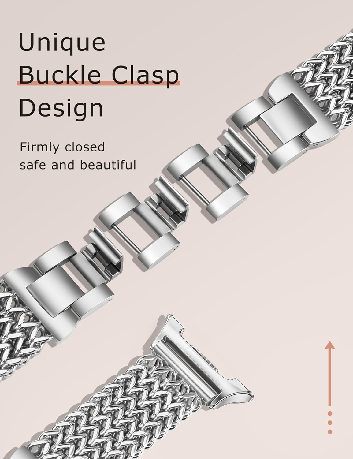 Minyee Metal Band Compatible with Samsung Galaxy Watch 8 40mm 44mm/ 8 Classic 46mm Bands, No Gap One-Click Dressy Stainless Steel Metal Gold Multi-chain Strap Mermaid Style Link Bracelet Wristband - Image 3
