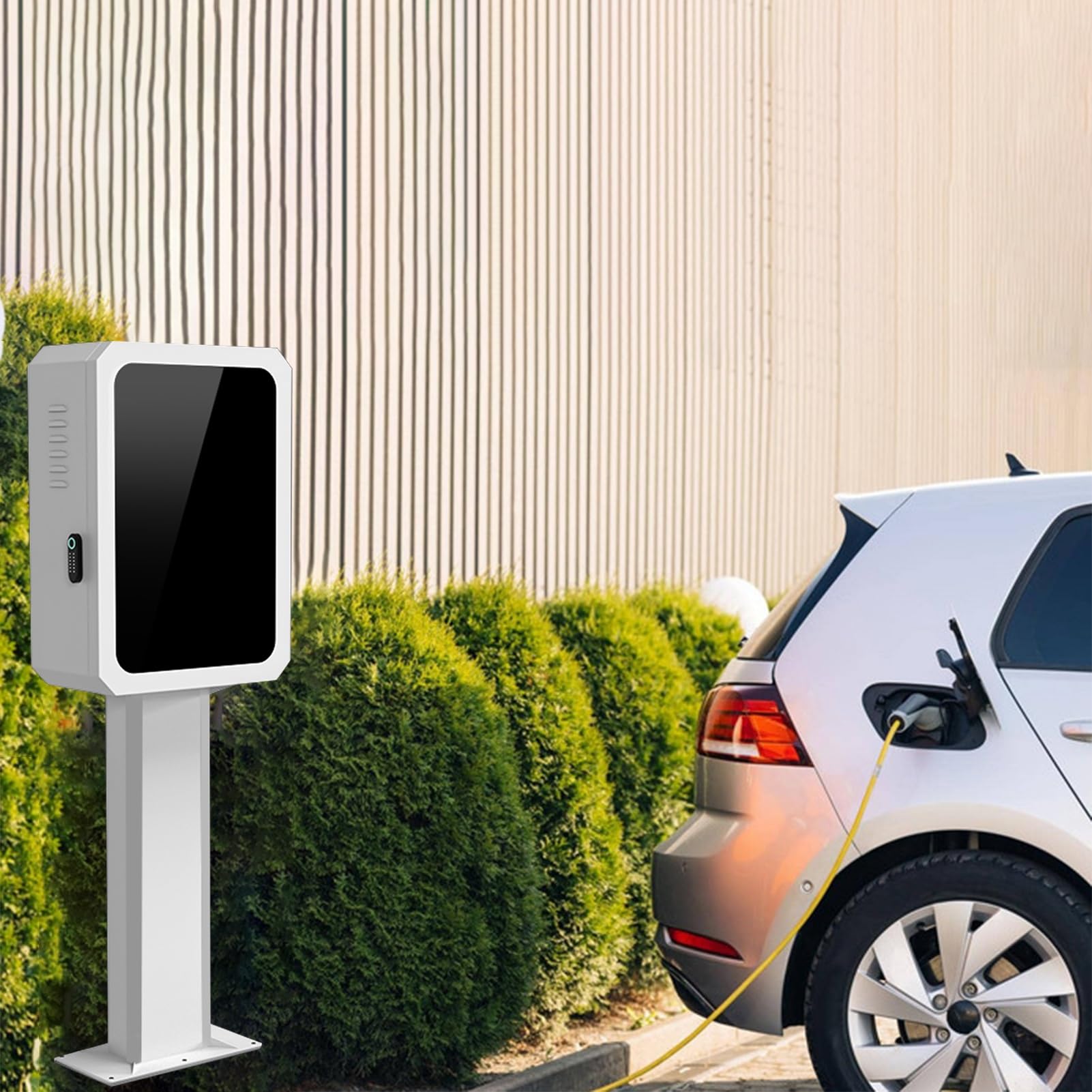 Soporte para cargador de vehículos eléctricos para exteriores, resistente a la intemperie, organizador de cables independiente, poste de carga duradero, pedestal de carga para vehículos