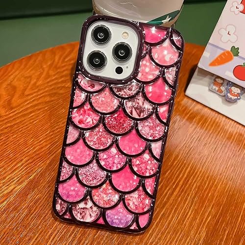 Miniatura 6 de KERZZIL Funda de lujo con diseño de sirena 3D compatible con iPhone 13 Pro Max, bonita funda de TPU suave chapado en oro para mujeres y niñas