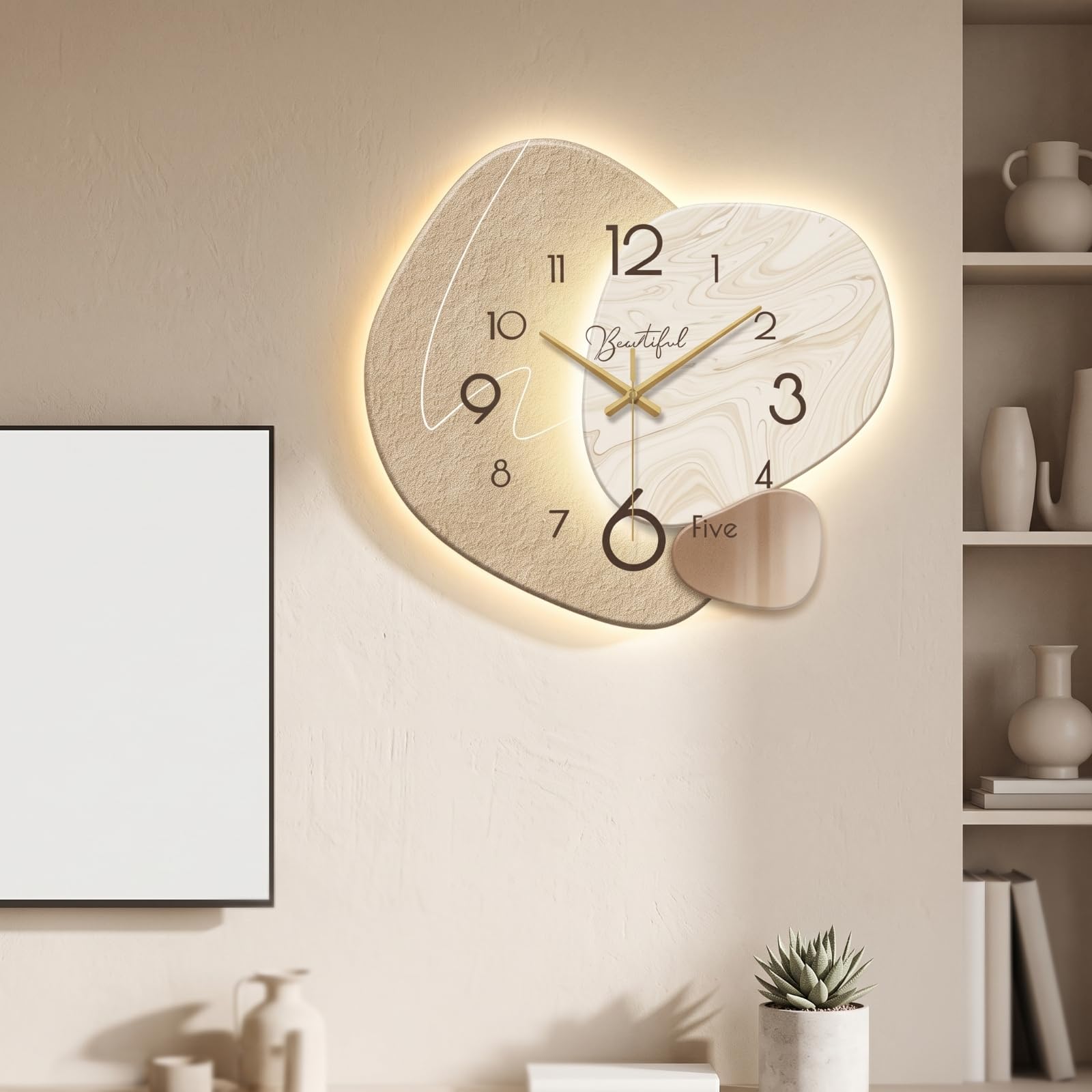 Orologio da Muro Silenzioso , Luce Di Pietra , Grande – Diametro 38 Cm