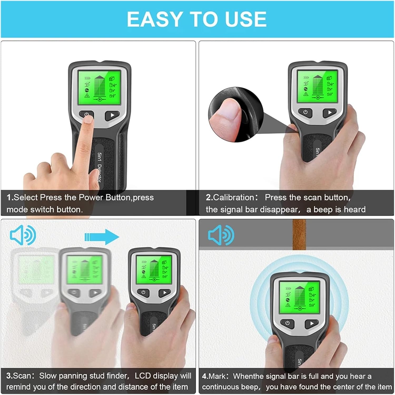 Stud Finder Studs Finder Sensor Wall Scanner LCD Digital AC Wiring Cable Detector Tester